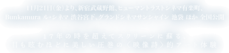 11月21日（金）より、新宿武蔵野館、ヒューマントラストシネマ有楽町、Bunkamura ル・シネマ 渋谷宮下、グランドシネマサンシャイン 池袋 ほか 全国公開